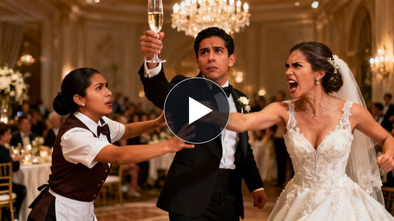 Mesera detiene al novio en pleno brindis de boda para advertirle que su copa de champán tiene veneno