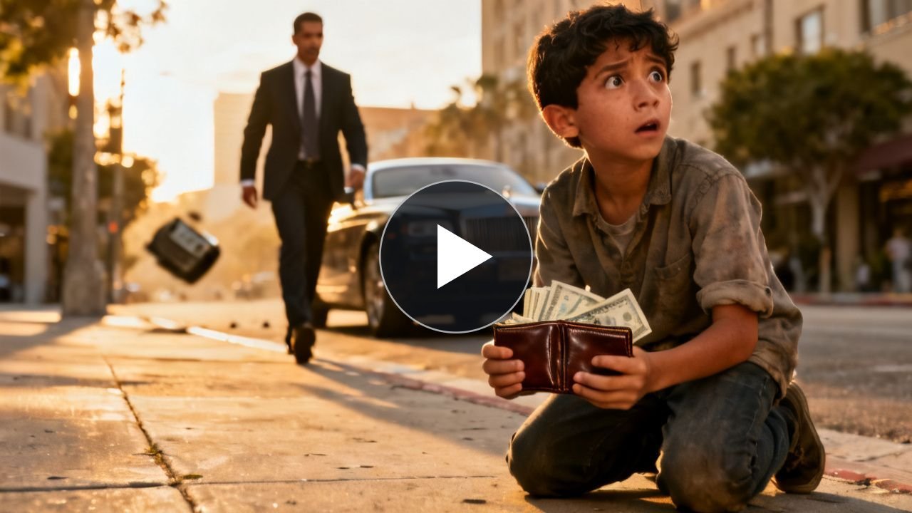 Niño lustrabotas limpiando los zapatos de un hombre elegante en la acera de una ciudad